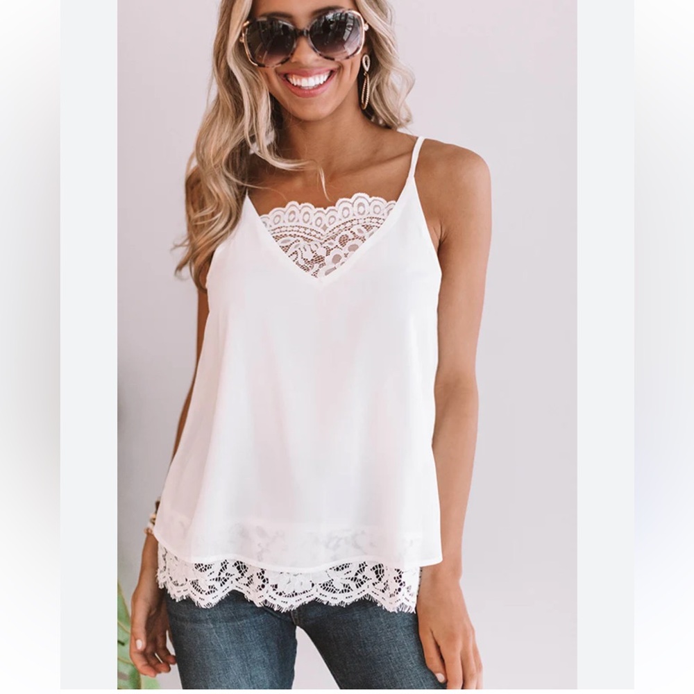 White Lace Trim Camisole